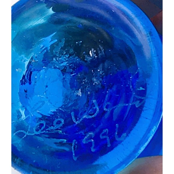 Bluebird of Happiness Leo Ward 1996 Blown Art Glass Blue Bird  Handcrafted - Picture 5 of 6